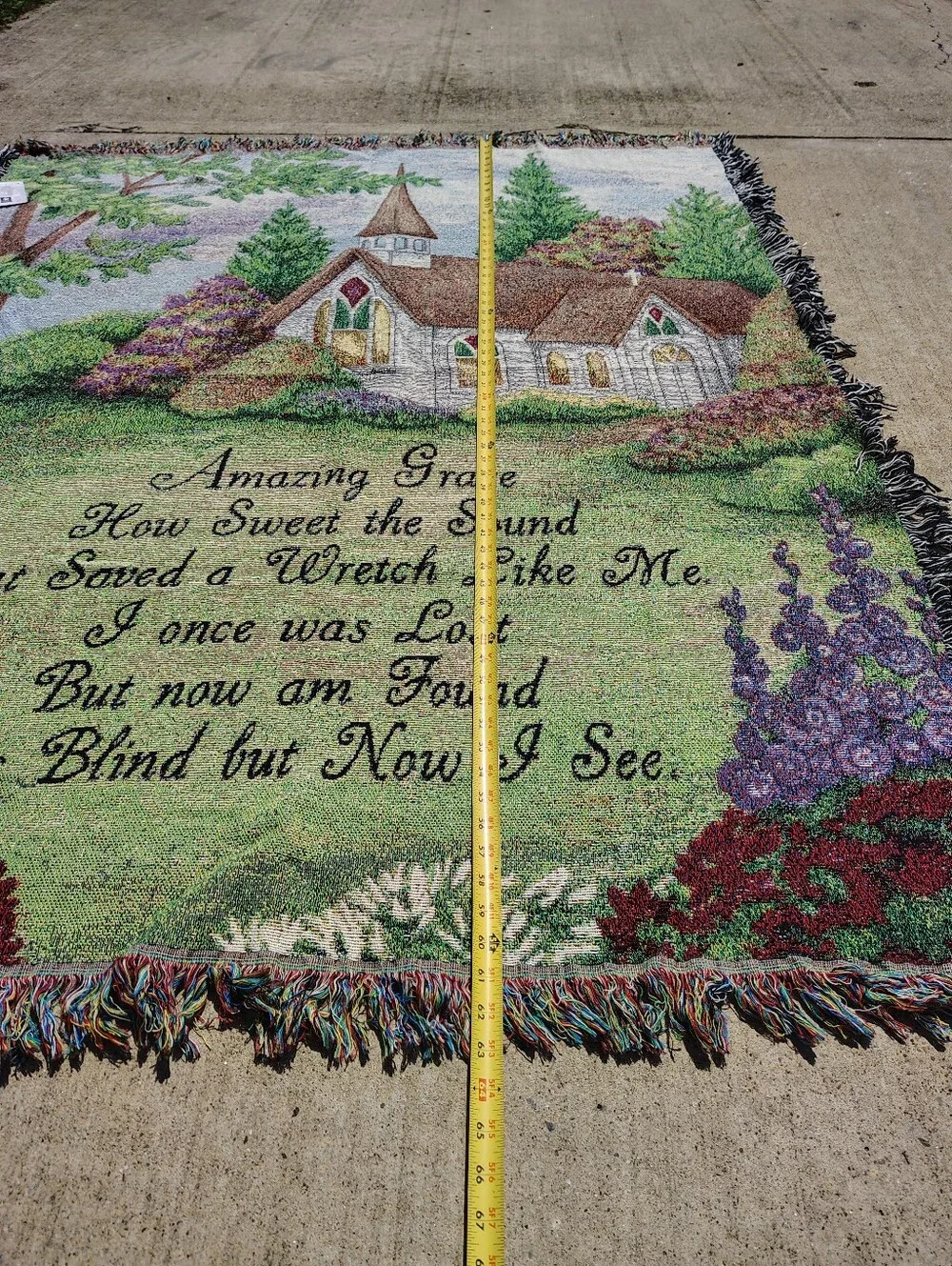 NWT Amazing Grace Tapestry Throw Blanket Church Hymn Christian USA Made Fringe